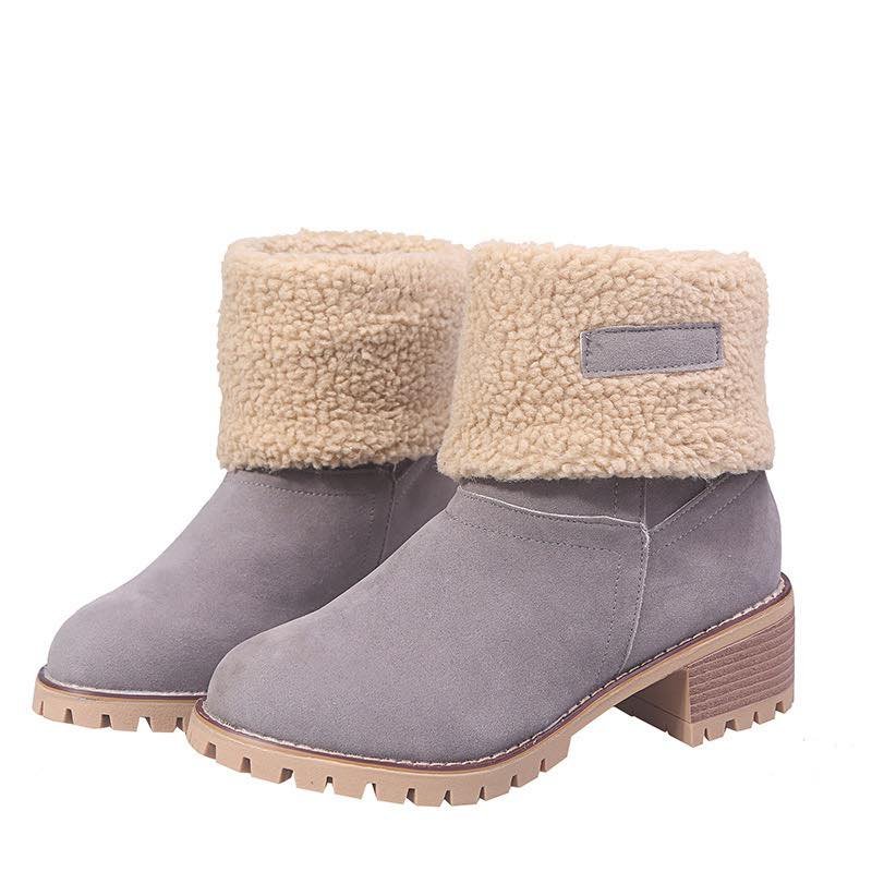 WOMENS WINTER ANKLE BOOTS FLAT GRIP SOLE FUR LINED SHOE