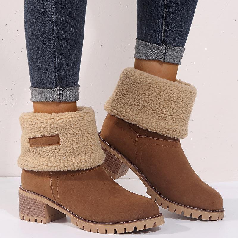WOMENS WINTER ANKLE BOOTS FLAT GRIP SOLE FUR LINED SHOE