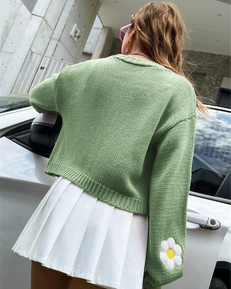 Cardigan loose short knitted women's sweater.